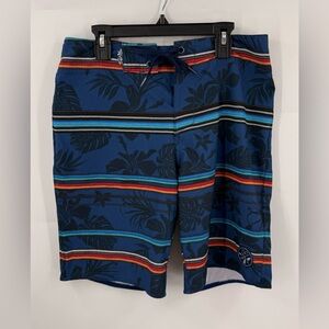 Salt Life Mens SLX-QD Swim Trunks Waist Size 28 Board Shorts Striped Tropical